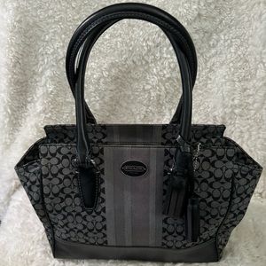 COACH Legacy Signature Stripe Candace Carryall Black Purse